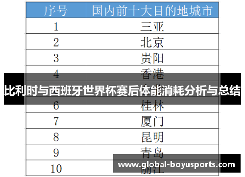 比利时与西班牙世界杯赛后体能消耗分析与总结