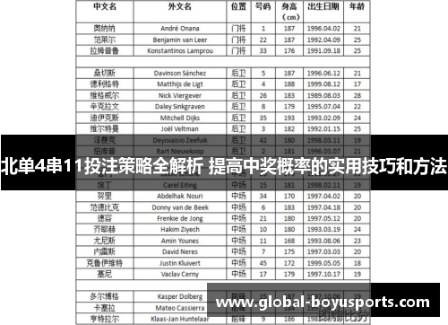 北单4串11投注策略全解析 提高中奖概率的实用技巧和方法